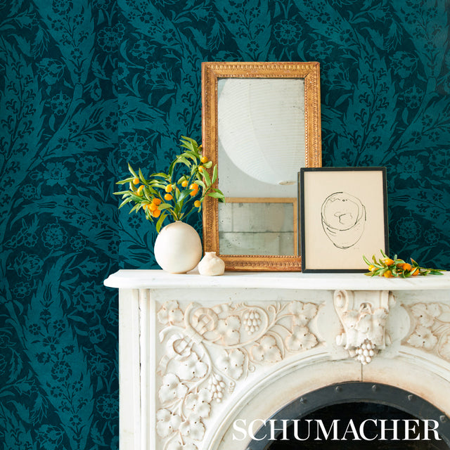 Saz Paisley Peacock by Schumacher Cabana Collection Large-Scale Paisley Wallpaper – 5012903