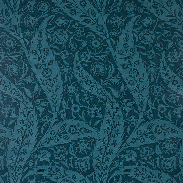 Saz Paisley Peacock wallpaper by Schumacher, large-scale two-tone paisley pattern, Cabana collection