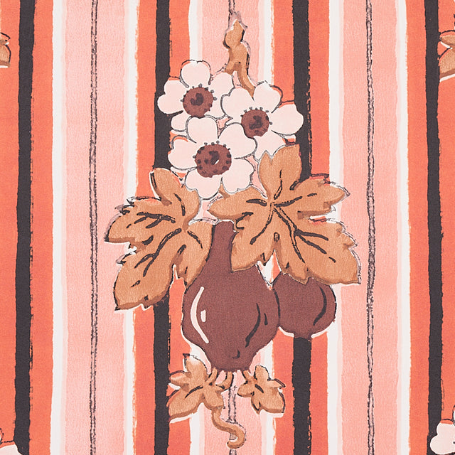 Turnip Carnation by Schumacher Cabana Collection Vintage Floral Stripe Wallpaper – Schumacher 5012911