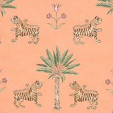 Tiger Palm Crimson on Peach by Schumacher Mystique Collection Wallpaper – Schumacher 5012920