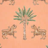 Tiger Palm Crimson on Peach by Schumacher Mystique Collection Wallpaper – Schumacher 5012920