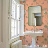 Tiger Palm Crimson on Peach by Schumacher Mystique Collection Wallpaper – Schumacher 5012920