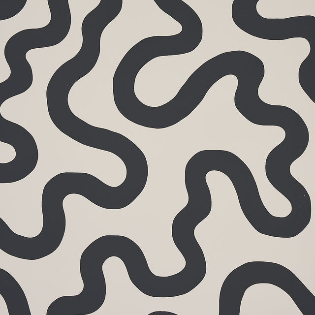 RILEY Soft Black Abstract Squiggle Wallpaper – Schumacher 5012930