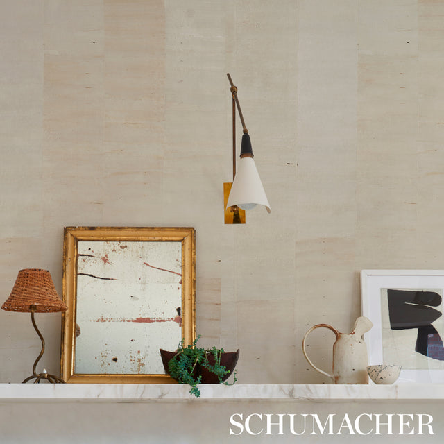 Sano Mosaic White by Schumacher Textured Grasscloth Wallcovering – Schumacher 5012950