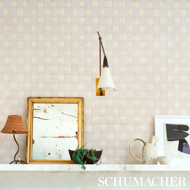 Textured Check White by Schumacher Modern Handwoven Wallpaper – Schumacher 5012970