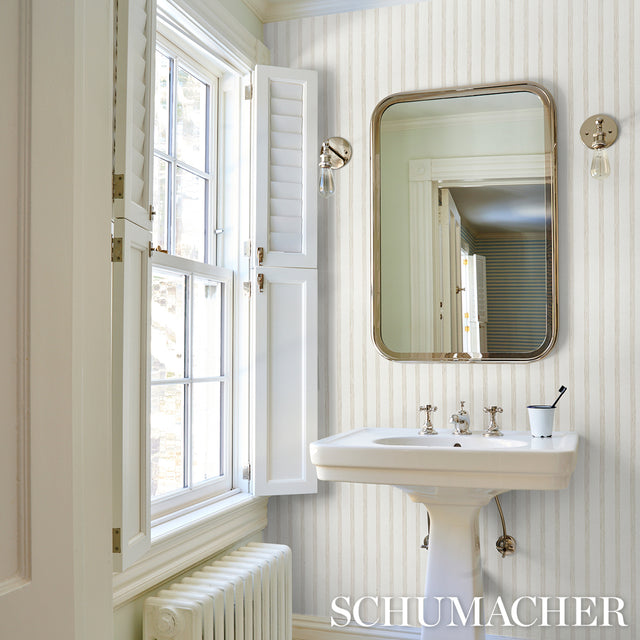 Textured Linen Stripe White by Schumacher Organic Linen Stripe Wallpaper – Schumacher 5013020