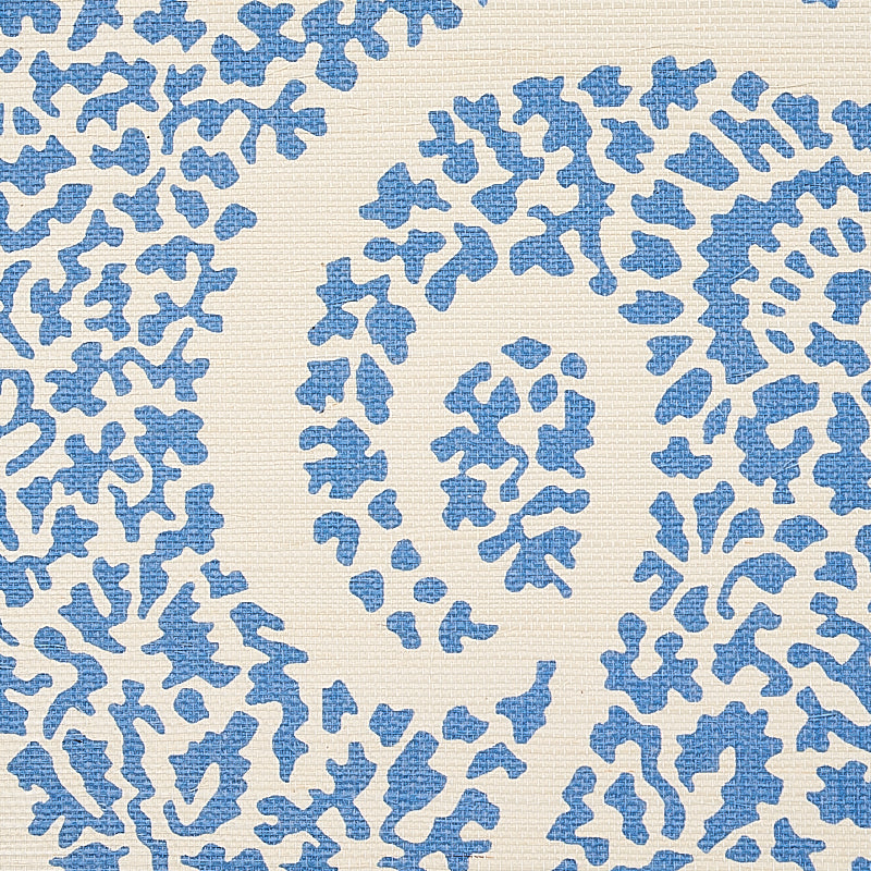 Ambala Paisley Sisal Bright Blue by Schumacher Printed Grasscloth Wallpaper – Schumacher 5013030