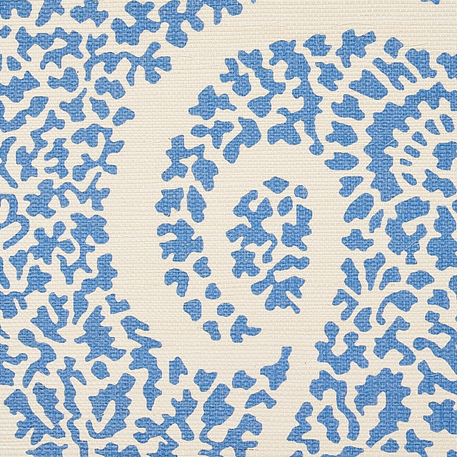 Ambala Paisley Sisal Bright Blue by Schumacher Printed Grasscloth Wallpaper – Schumacher 5013030