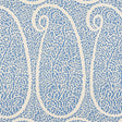 Ambala Paisley Sisal wallpaper in bright blue, featuring a large-scale paisley pattern with intricate details, printed on sisal grasscloth.