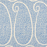 Ambala Paisley Sisal wallpaper in bright blue, featuring a large-scale paisley pattern with intricate details, printed on sisal grasscloth.