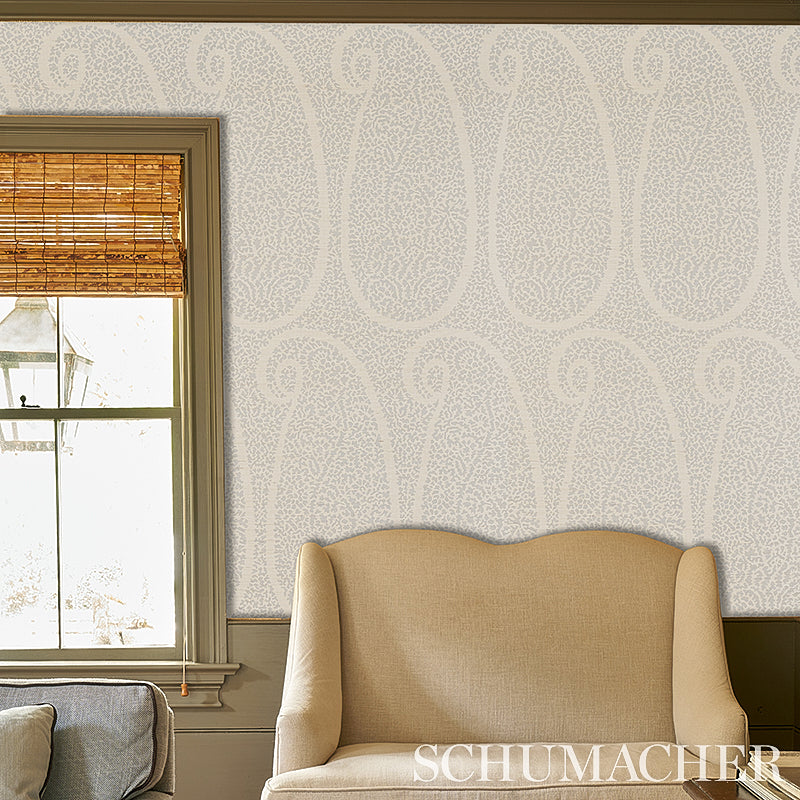 Ambala Paisley Sisal Slate by Schumacher Grasscloth Wallpaper – 5013031