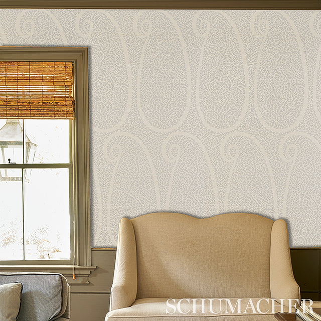 Ambala Paisley Sisal Slate by Schumacher Grasscloth Wallpaper – 5013031