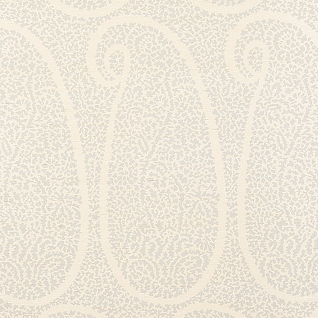 Ambala Paisley Sisal wallpaper in Slate by Schumacher, large-scale paisley pattern printed on sisal grasscloth wallcovering.