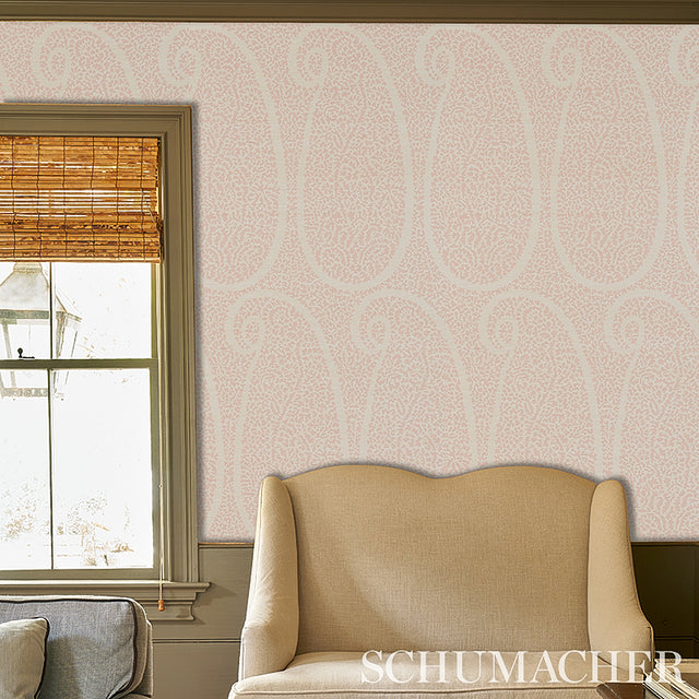 Ambala Paisley Sisal Blush by Schumacher Grasscloth Wallpaper – Schumacher 5013032