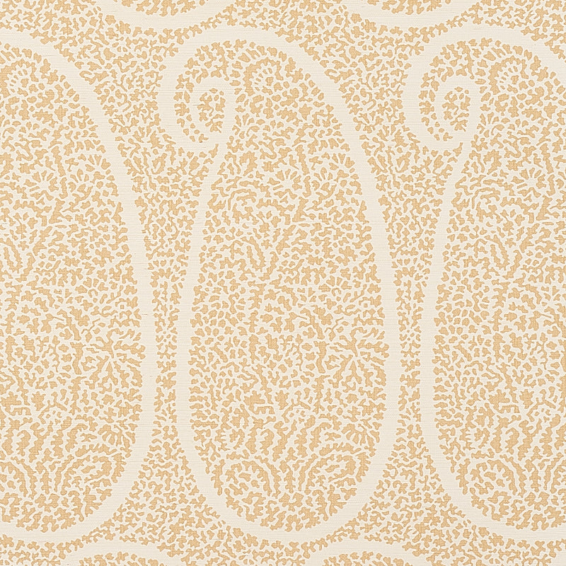 Ambala Paisley Sisal wallpaper in straw color, featuring a large-scale paisley pattern with intricate details, printed on sisal grasscloth.