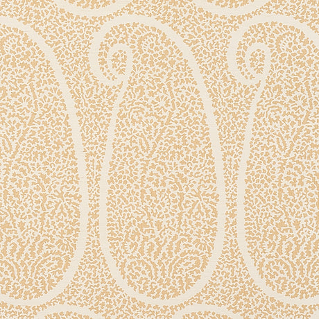 Ambala Paisley Sisal wallpaper in straw color, featuring a large-scale paisley pattern with intricate details, printed on sisal grasscloth.