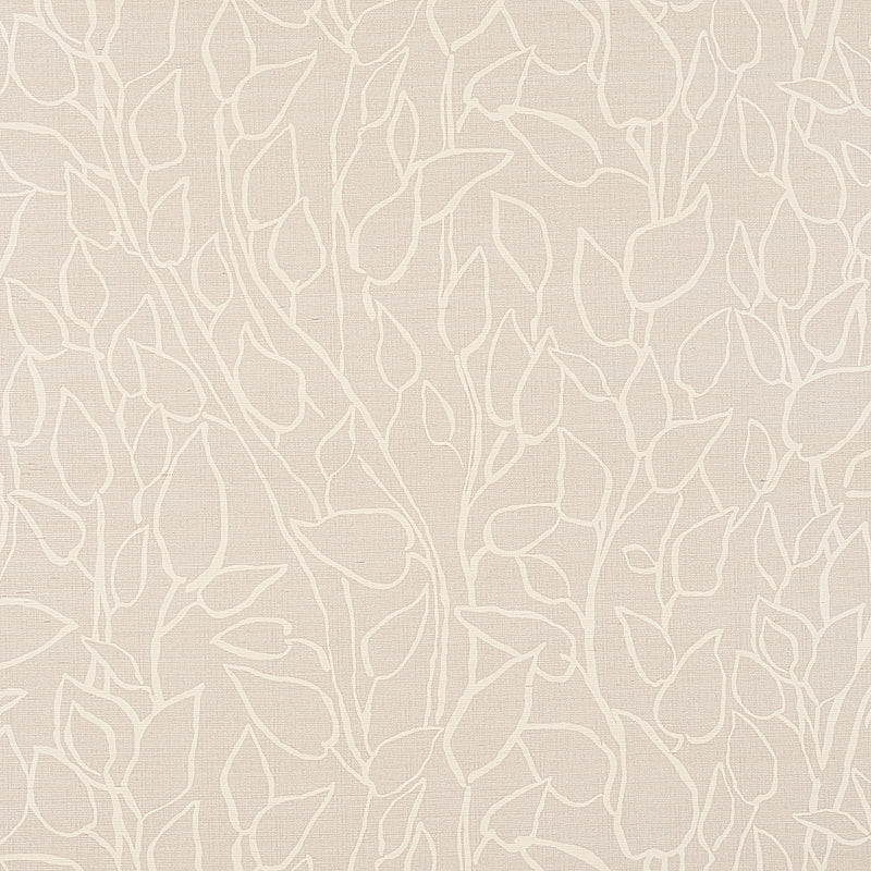 Solandra Vine Sisal wallpaper in grey, a loose and leafy climbing botanical pattern printed on sisal for a tactile, textural appeal.