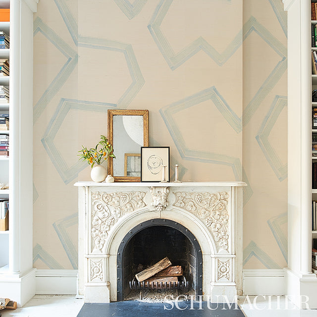 Enzo Sisal Blue Printed Grasscloth Wallcovering – Schumacher 5013050