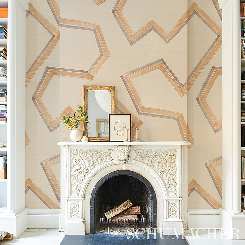Enzo Sisal Dark Neutral Printed Grasscloth Geometric Wallpaper – Schumacher 5013051