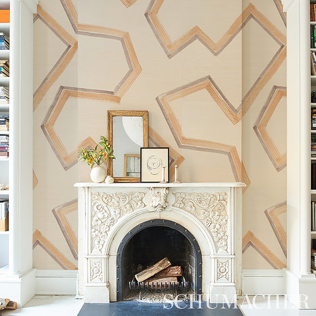 Enzo Sisal Dark Neutral Printed Grasscloth Geometric Wallpaper – Schumacher 5013051