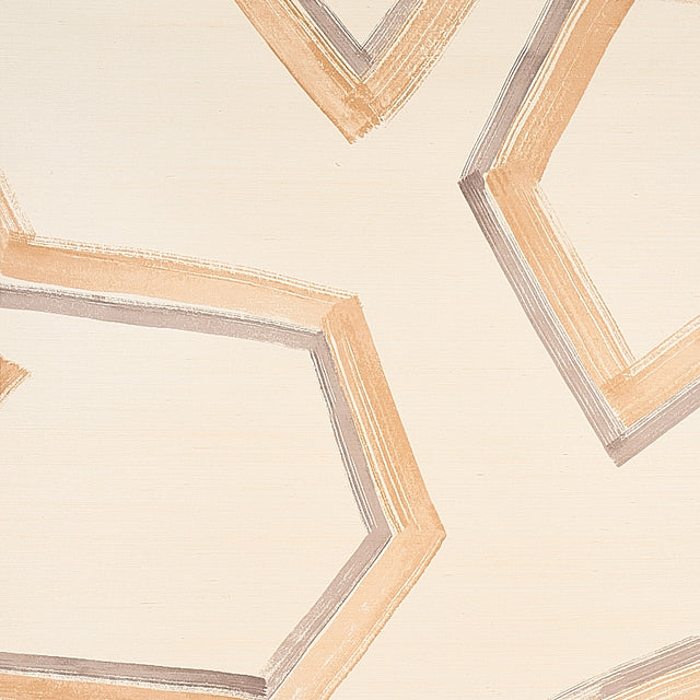 Enzo Sisal wallcovering in dark neutral with oversized geometric hand-painted pattern by Schumacher