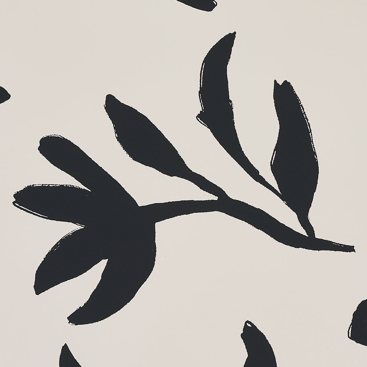 Laurel Black by Schumacher Modern Botanical Wallpaper – Schumacher 5013071