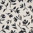 Laurel wallpaper in black by Schumacher, featuring bold hand-drawn botanical silhouettes on a light background.