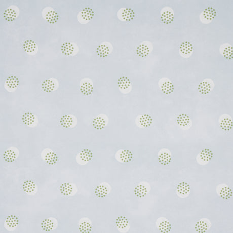 Taylor Mineral by Schumacher - Modern dotted pattern wallpaper in soft blue and green, shown in a bathroom setting.