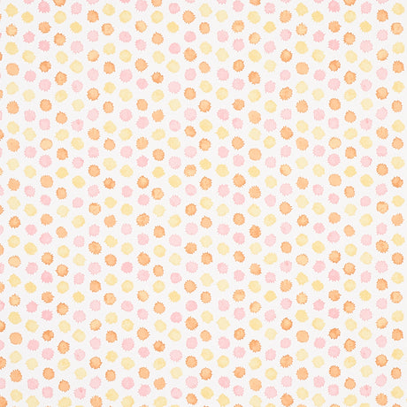 Mini Bursts wallpaper in yellow and pink by Celerie Kemble for Schumacher, featuring a playful watercolor polka dot pattern.