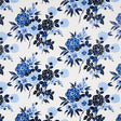 Valentina Floral wallpaper in blues by Schumacher, featuring a modern twist on a traditional floral pattern with graphic blossoms.
