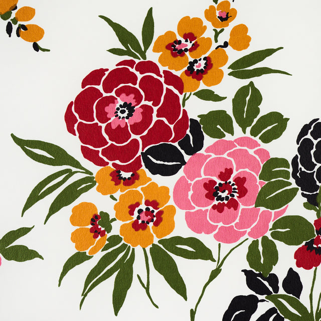 Valentina Floral Multi on White by Schumacher Modern Floral Wallpaper – Schumacher 5013131