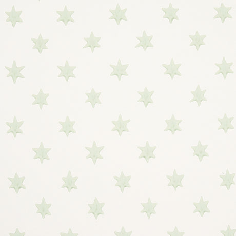 Astral green wallpaper by Schumacher featuring small six-pointed stars in a delicate, celestial pattern.