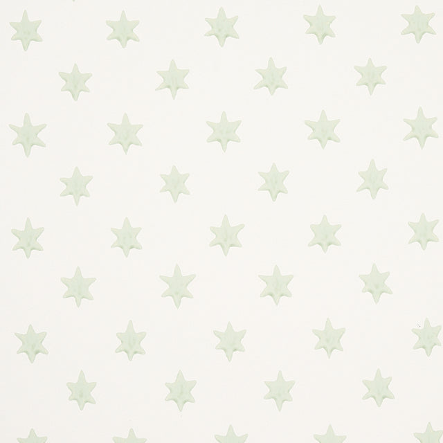 Astral green wallpaper by Schumacher featuring small six-pointed stars in a delicate, celestial pattern.