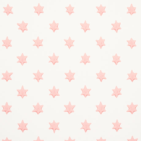 Astral pink wallpaper by Schumacher featuring small six-pointed stars in neat offset rows, designed by Hobe Erwin.