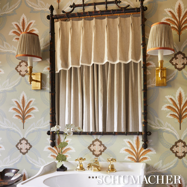 Front Waltz Sage by Schumacher Botanical Trellis Wallpaper – Hobe Erwin Wallflowers II 5013150