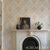 Front Waltz Grey & Gold by Schumacher Elegant Trellis Floral Wallpaper – Schumacher 5013151