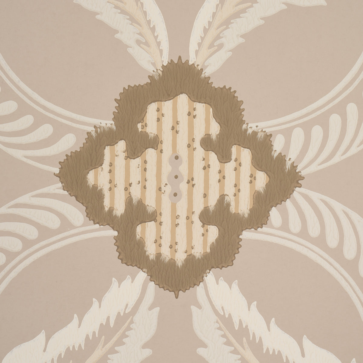Front Waltz Taupe by Schumacher Wallflowers II Collection Wallpaper – Schumacher 5013153