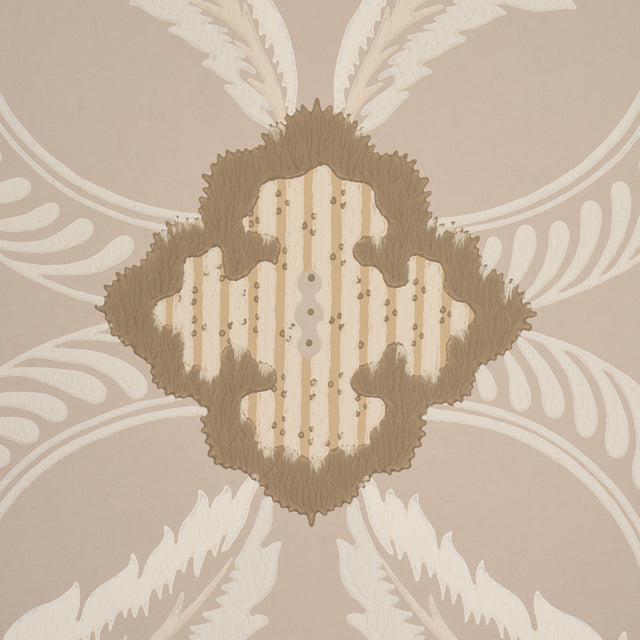 Front Waltz Taupe by Schumacher Wallflowers II Collection Wallpaper – Schumacher 5013153