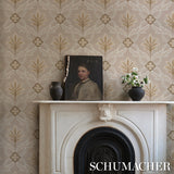 Front Waltz Taupe by Schumacher Wallflowers II Collection Wallpaper – Schumacher 5013153