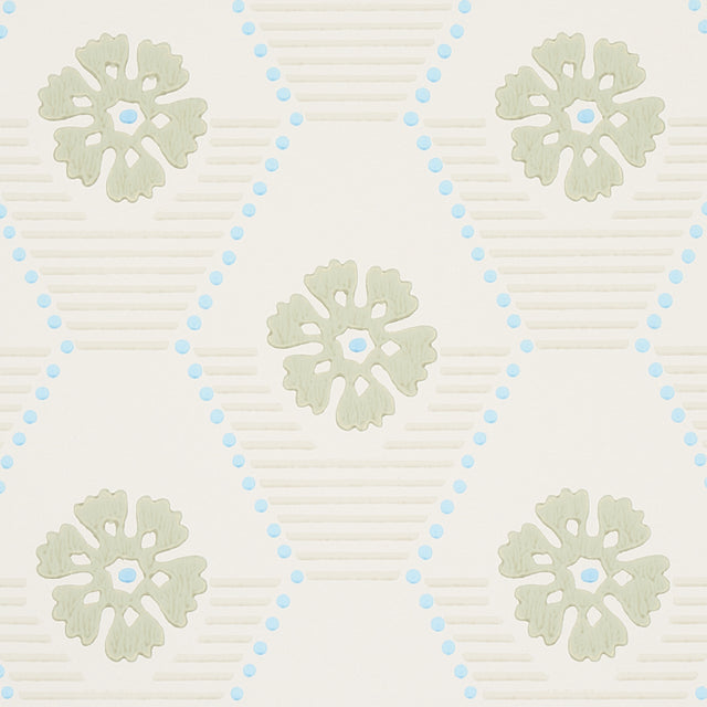 Hive Bloom Sage by Schumacher Geometric Floral Wallpaper – Hobe Erwin Collection 5013160