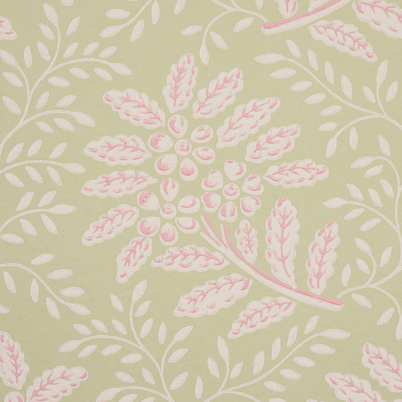 Secret Garden Green by Schumacher Hobe Erwin Botanical Wallpaper – Schumacher 5013170