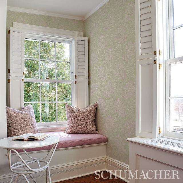 Secret Garden Green by Schumacher Hobe Erwin Botanical Wallpaper – Schumacher 5013170