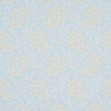 Secret Garden wallpaper in light blue by Schumacher, featuring leafy floral bouquets and vines, designed by Hobe Erwin.