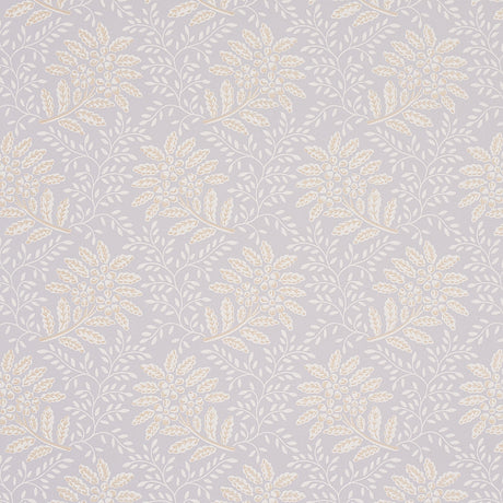 Secret Garden wallpaper in grey by Schumacher, featuring leafy floral bouquets and vines in a soft, graphic pattern.