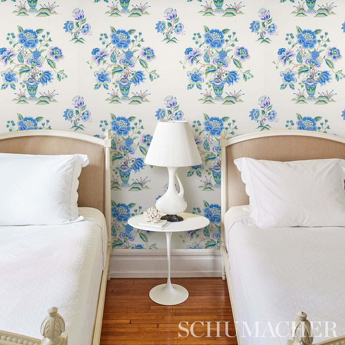 Ashford Cornflower & Lilac by Schumacher Whimsical Floral Wallpaper – Schumacher 5013181