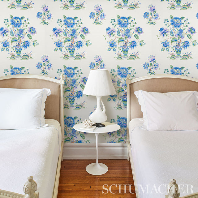 Ashford Cornflower & Lilac by Schumacher Whimsical Floral Wallpaper – Schumacher 5013181