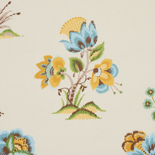 Ashford Ochre & Sky by Schumacher Classic Floral Wallpaper – Schumacher 5013182