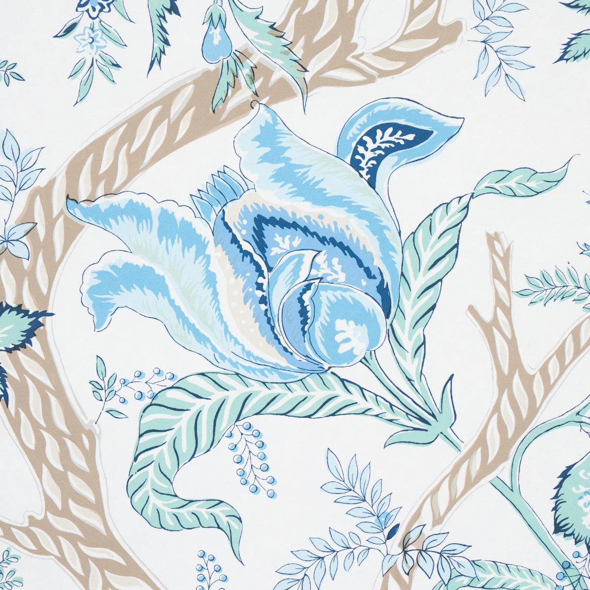 Aveline Seaglass by Schumacher Regal Peacock & Floral Wallpaper – Schumacher 5013190