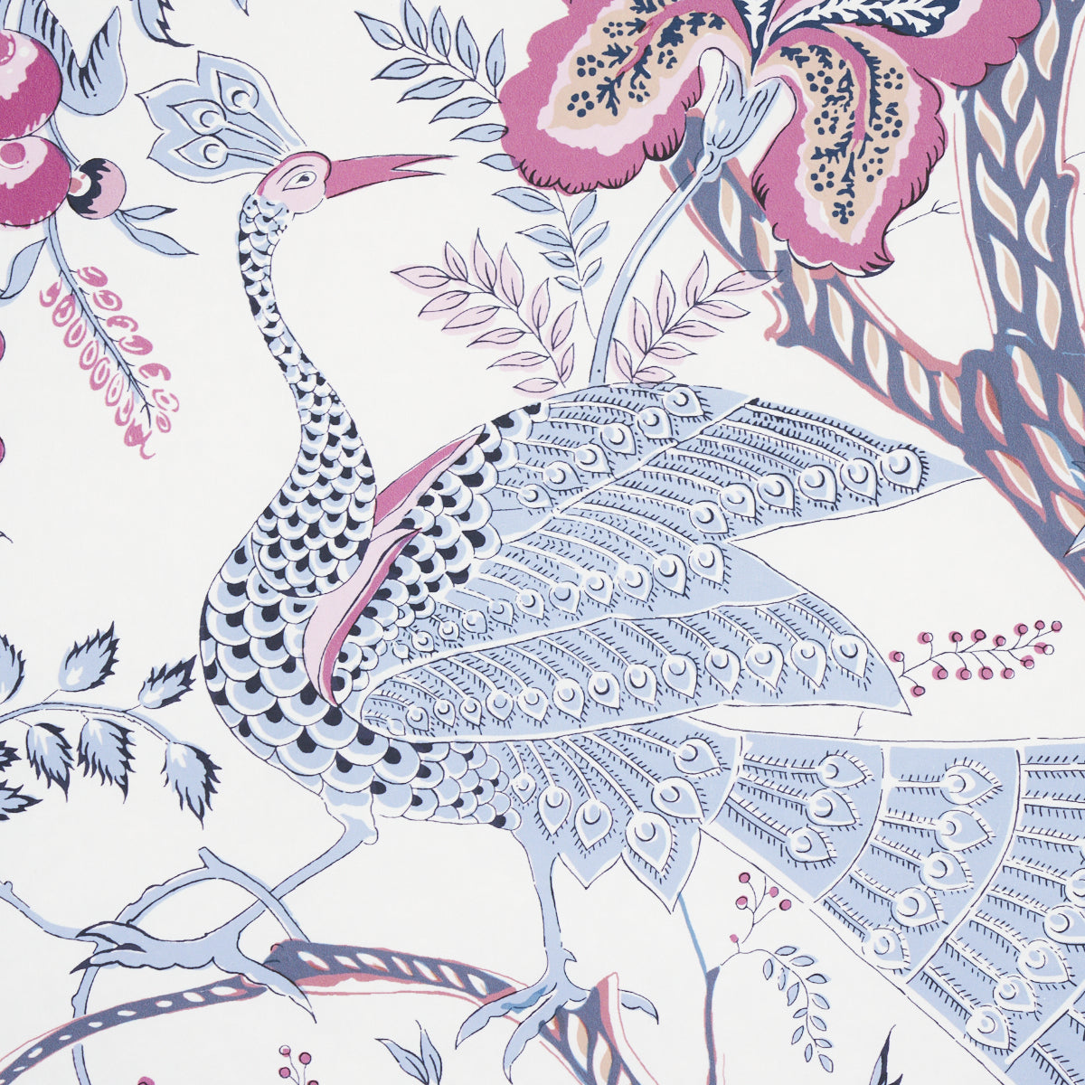 Aveline Lilac by Schumacher Scenic Peacock and Floral Wallpaper – Schumacher 5013191