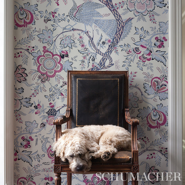 Aveline Lilac by Schumacher Scenic Peacock and Floral Wallpaper – Schumacher 5013191